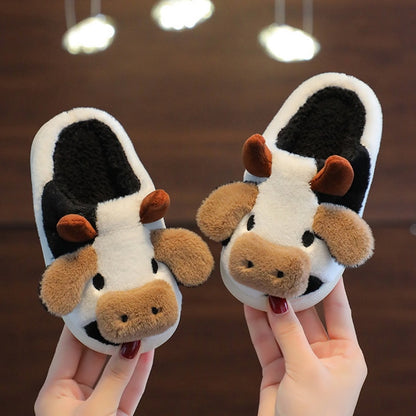 Indoor Slippers Cow Cartoon for Kids - myfunfarm