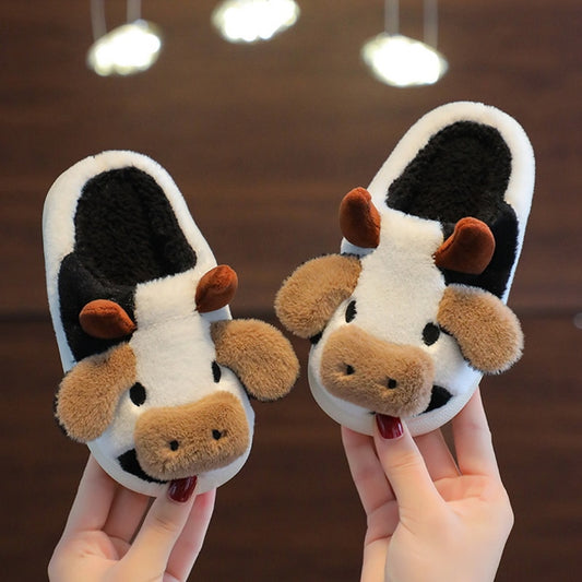 Indoor Slippers Cow Cartoon for Kids - myfunfarm