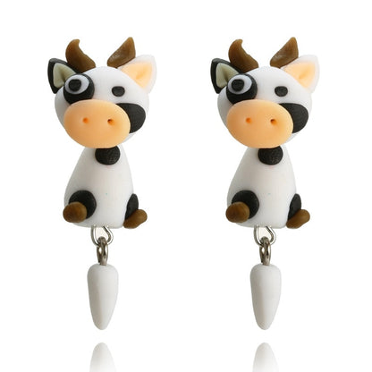Polymer Clay Earrings Cute Cow Stud Earrings - myfunfarm
