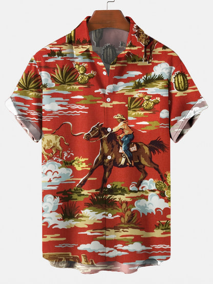 Hawaiian Shirt Cowboy Western America - myfunfarm