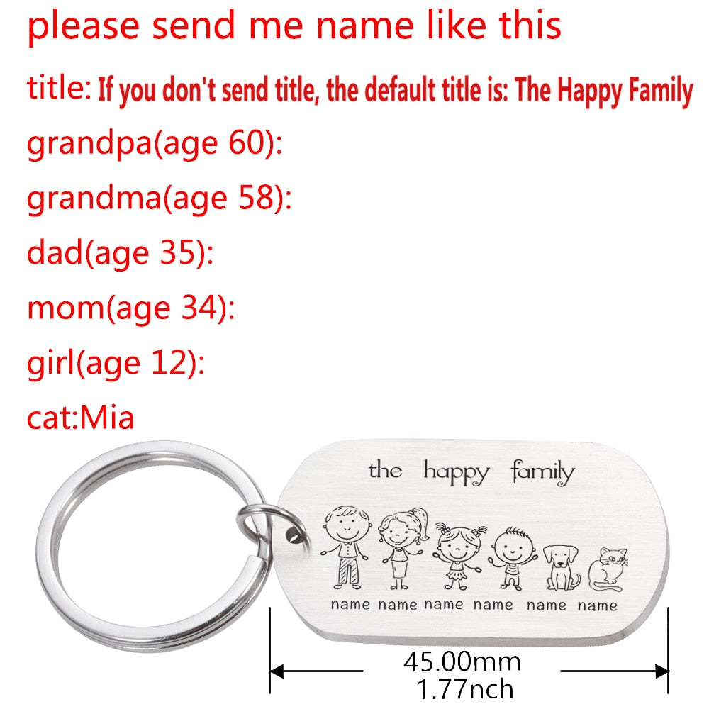 Personalized Keychain Custom Name Engraved Family Love Cute - myfunfarm