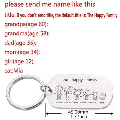 Personalized Keychain Custom Name Engraved Family Love Cute - myfunfarm