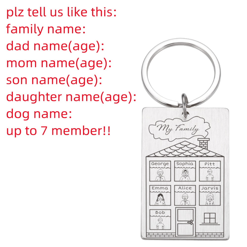 Personalized Keychain Custom Name Engraved Family Love Cute - myfunfarm