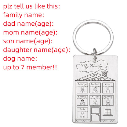 Personalized Keychain Custom Name Engraved Family Love Cute - myfunfarm