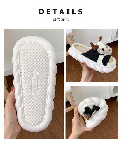 Slippers Four Seasons Indoor Home  Cute Cartoon Cow design - myfunfarm