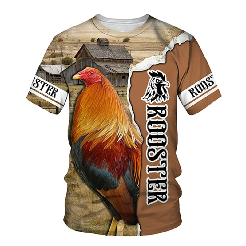 Rooster 3D Print T Shirt Men Street Fashion - myfunfarm