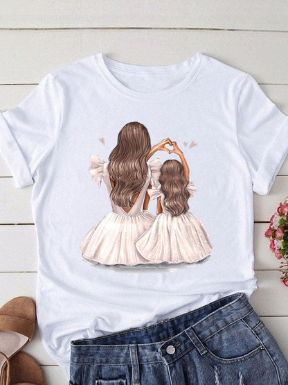 Lovely Mom and kids Print Summer Graphic T-Shirt - myfunfarm