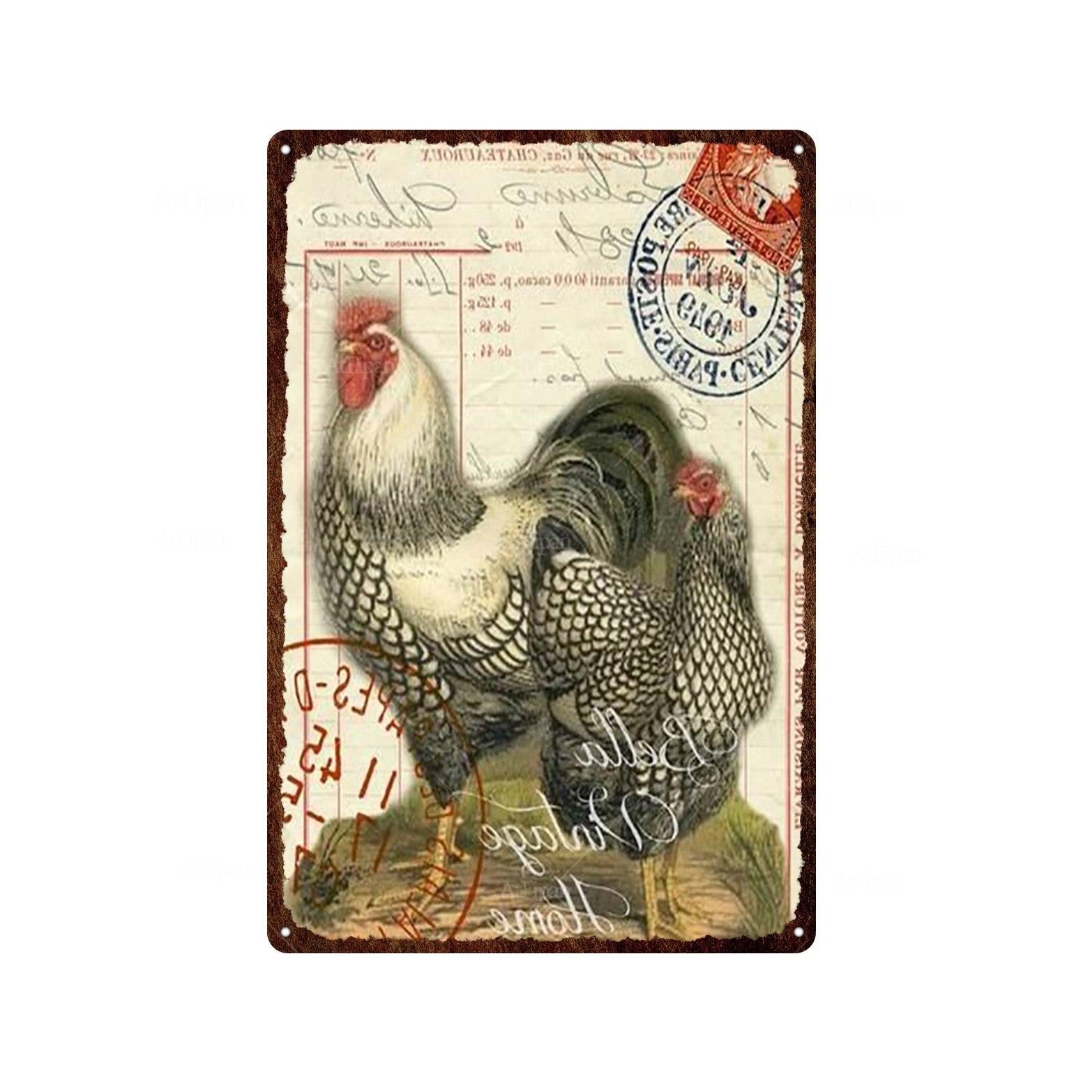 Fresh Eggs Metal Tin Sign Farm Home Wall Decor Happy Chicken Retro - myfunfarm
