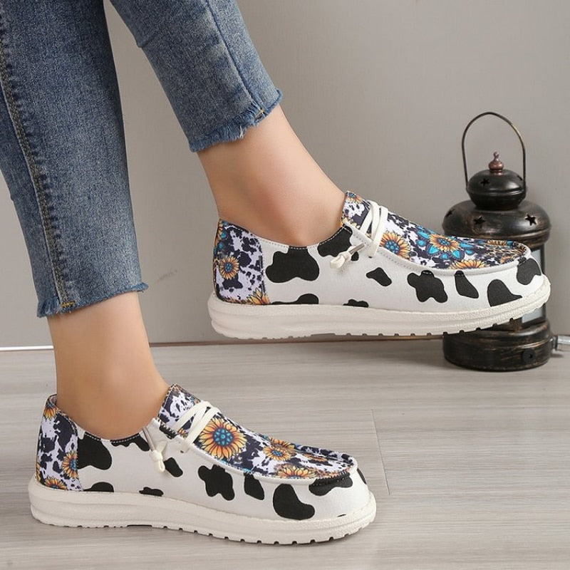 Sunflower Cow Pattern Canvas Shoes Comfortable