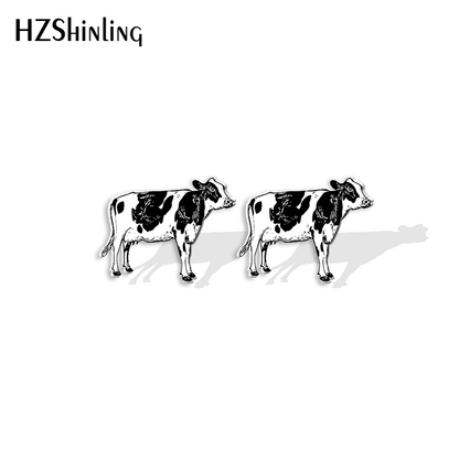 Cow Cute Acrylic Resin Earrings Epoxy Handmade Jewelry