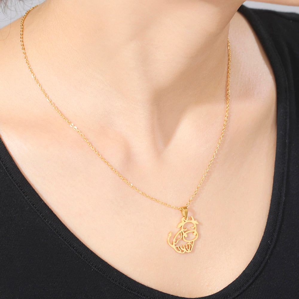 Cute Necklaces  Stainless Steel Pendant  Gift for Cow Lovers - myfunfarm