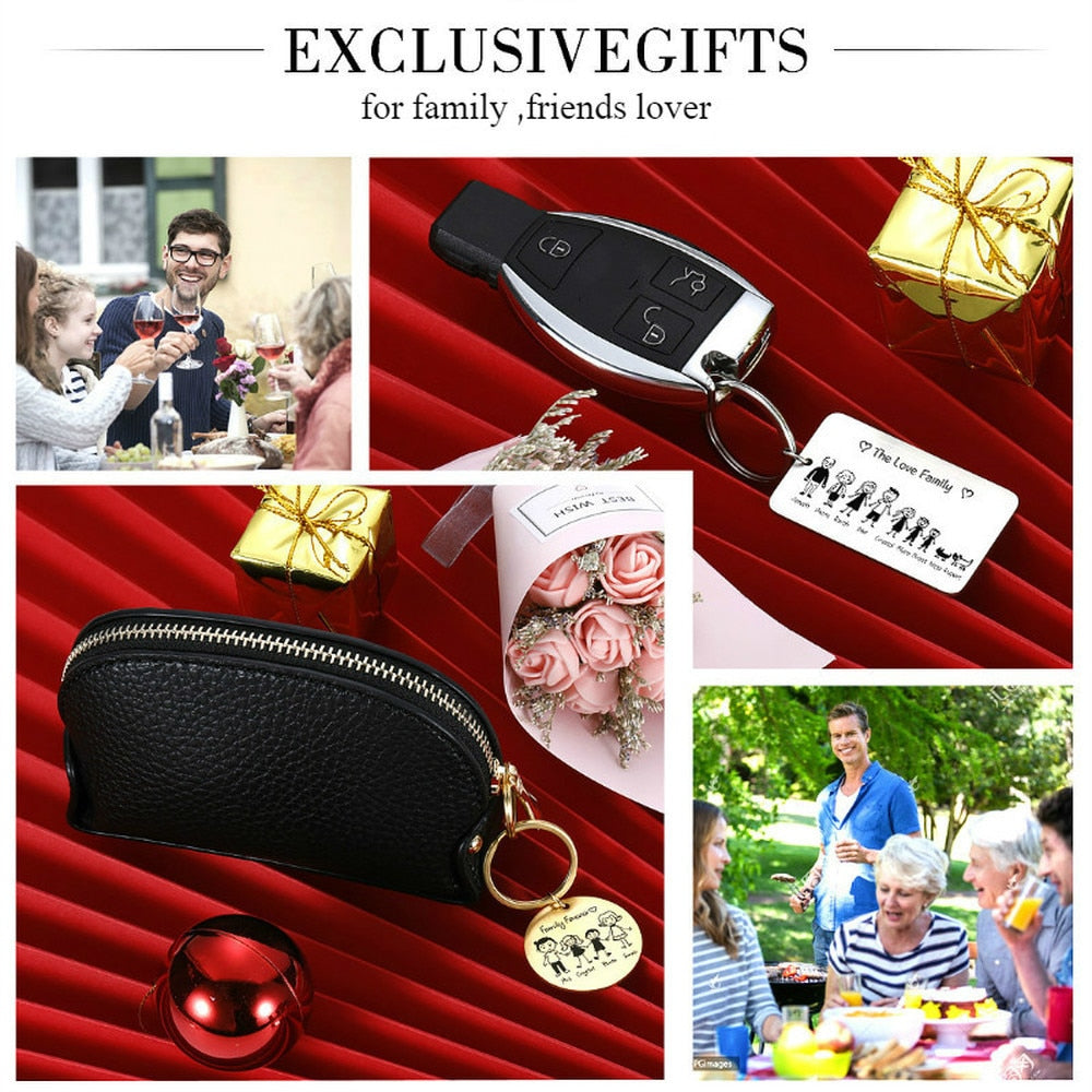 Personalized Keychain Custom Name Engraved Family Love Cute - myfunfarm