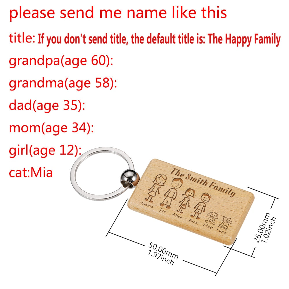 Personalized Keychain Custom Name Engraved Family Love Cute - myfunfarm