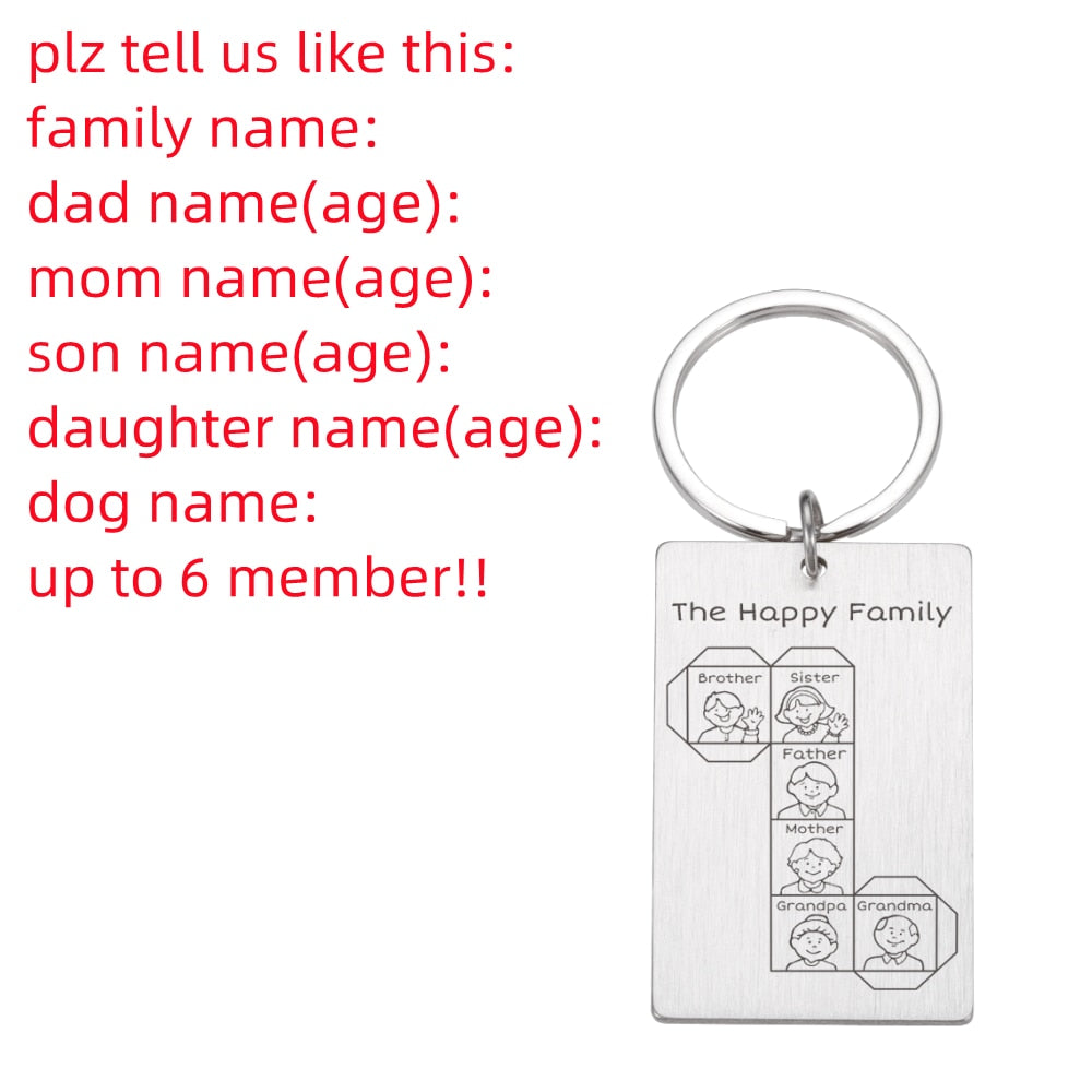 Personalized Keychain Custom Name Engraved Family Love Cute - myfunfarm
