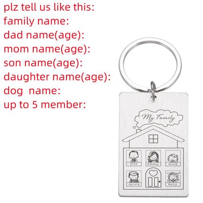 Personalized Keychain Custom Name Engraved Family Love Cute - myfunfarm
