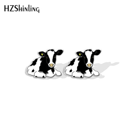 Cow Cute Acrylic Resin Earrings Epoxy Handmade Jewelry