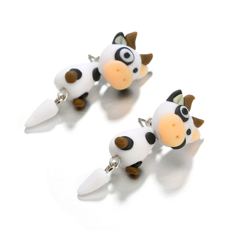 Polymer Clay Earrings Cute Cow Stud Earrings - myfunfarm