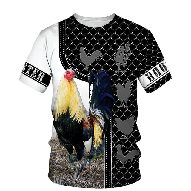 Rooster 3D Print T Shirt Men Street Fashion