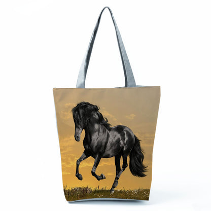 Watercolor Horse Print Shopping Tote bag - myfunfarm