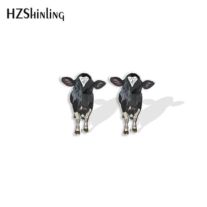 Cow Cute Acrylic Resin Earrings Epoxy Handmade Jewelry
