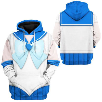Cosplay Sailor Mercury Custom Tshirt Hoodie Long sleeve - Apparel