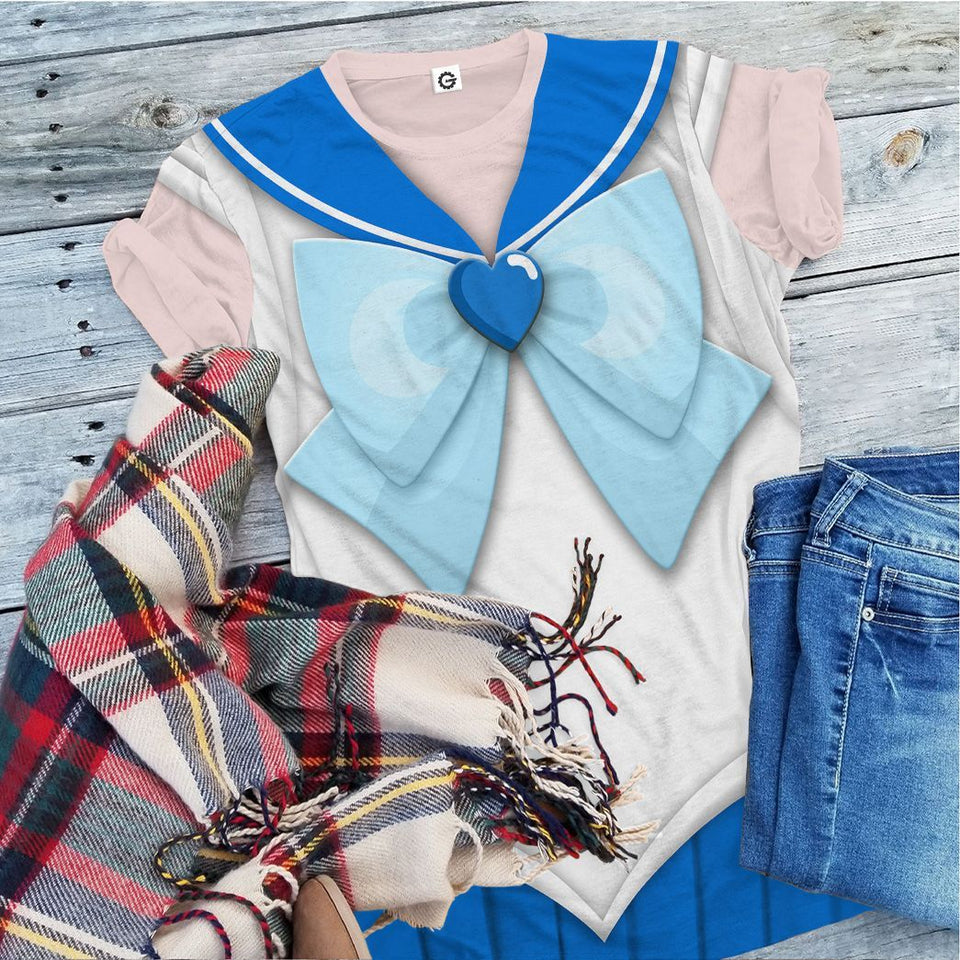 Cosplay Sailor Mercury Custom Tshirt Hoodie Long sleeve - Apparel