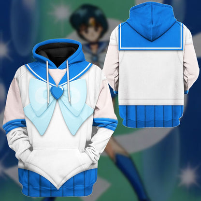 Cosplay Sailor Mercury Custom Tshirt Hoodie Long sleeve - Apparel