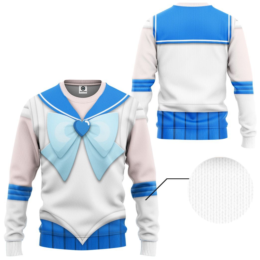 Cosplay Sailor Mercury Custom Tshirt Hoodie Long sleeve - Apparel
