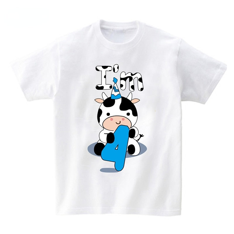 Baby Cow Birthday Party T Shirt Family Outfit Matching Clothes Holiday Look Father Mother Kids Shits 1 Year First Birthday Shirt - myfunfarm