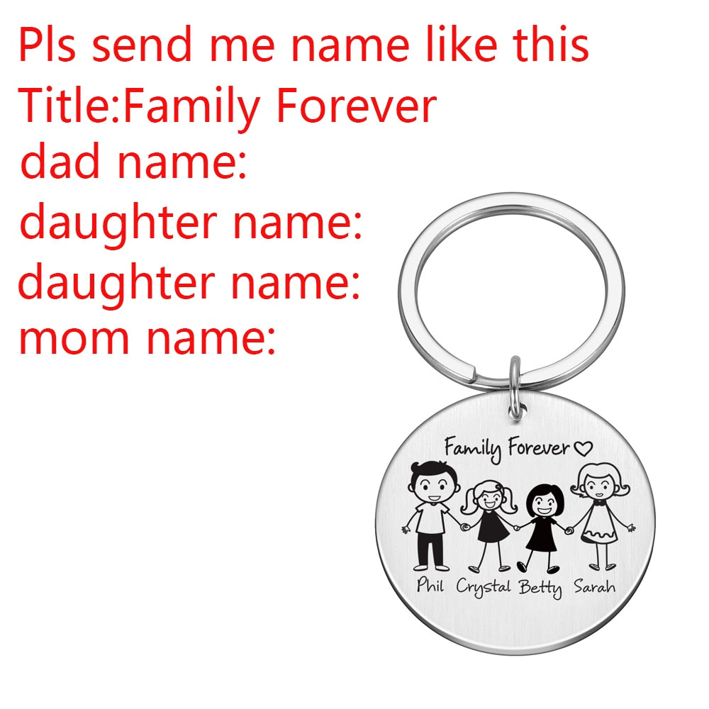Personalized Keychain Custom Name Engraved Family Love Cute - myfunfarm