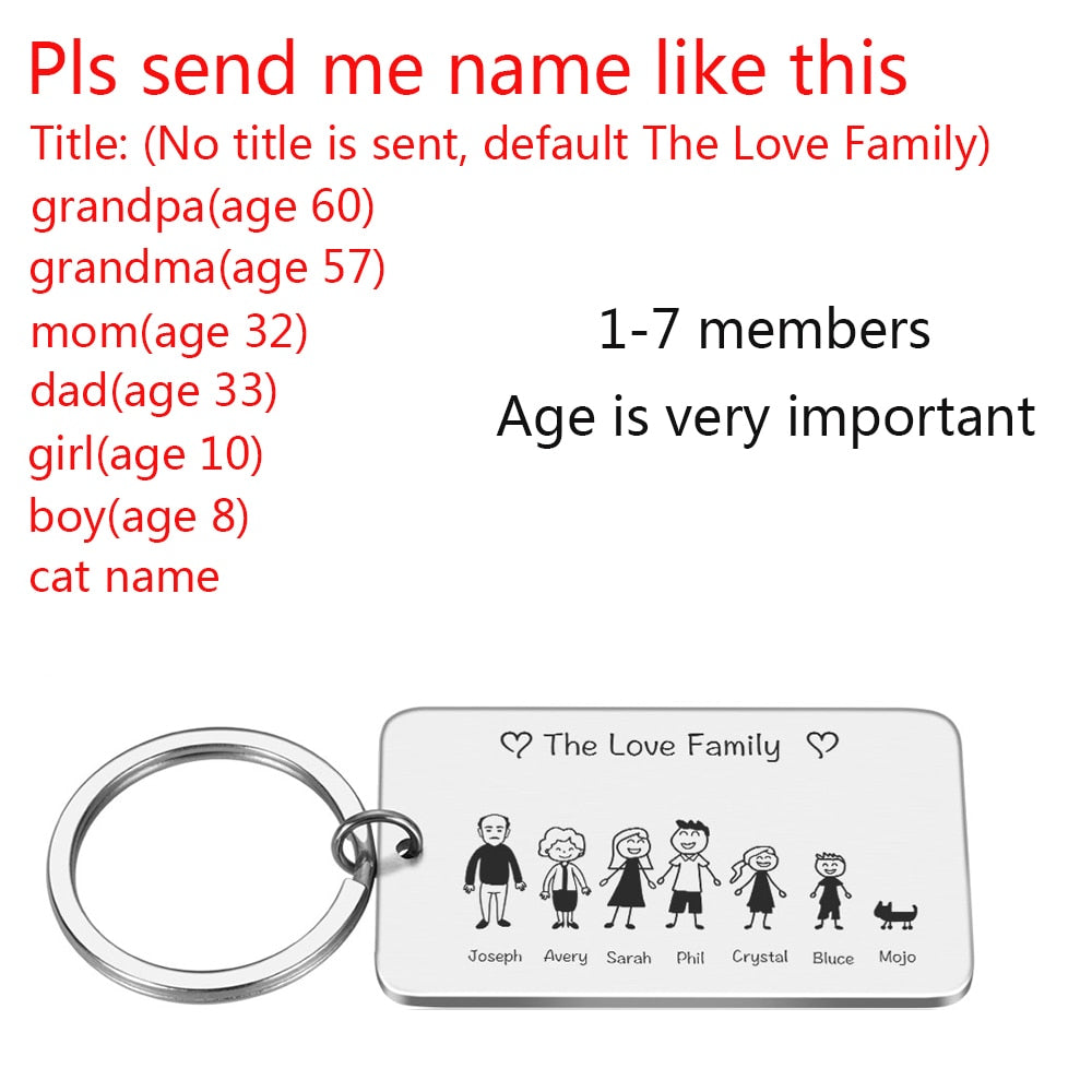 Personalized Keychain Custom Name Engraved Family Love Cute - myfunfarm