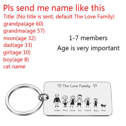 Personalized Keychain Custom Name Engraved Family Love Cute - myfunfarm