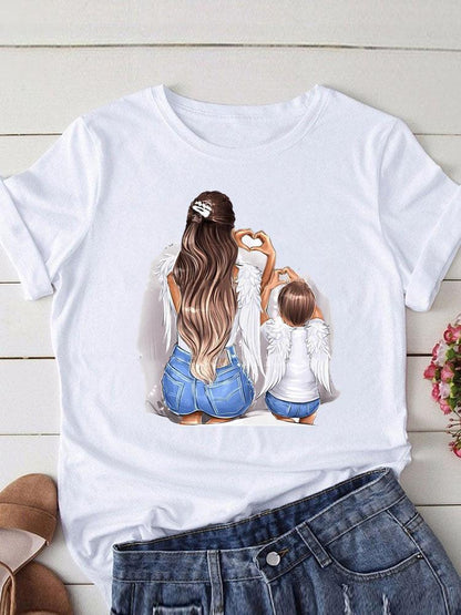 Lovely Mom and kids Print Summer Graphic T-Shirt - myfunfarm