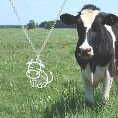 Cute Necklaces  Stainless Steel Pendant  Gift for Cow Lovers - myfunfarm