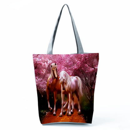Watercolor Horse Print Shopping Tote bag - myfunfarm