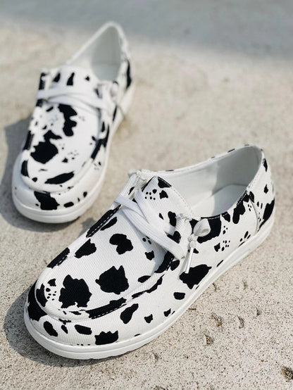 Women Sneakers Canvas Shoes Solid cow pattern