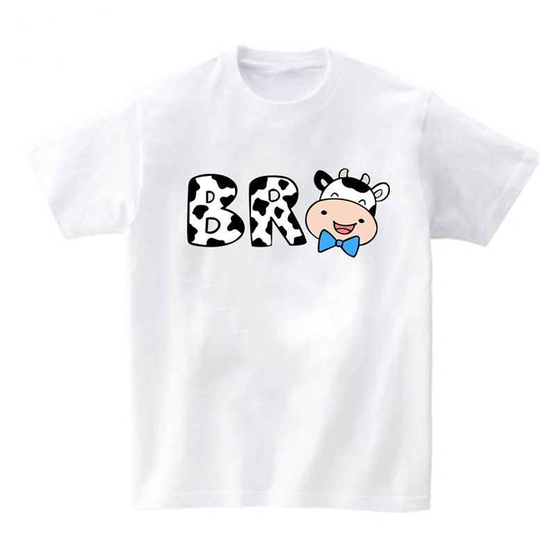 Baby Cow Birthday Party T Shirt Family Outfit Matching Clothes Holiday Look Father Mother Kids Shits 1 Year First Birthday Shirt - myfunfarm