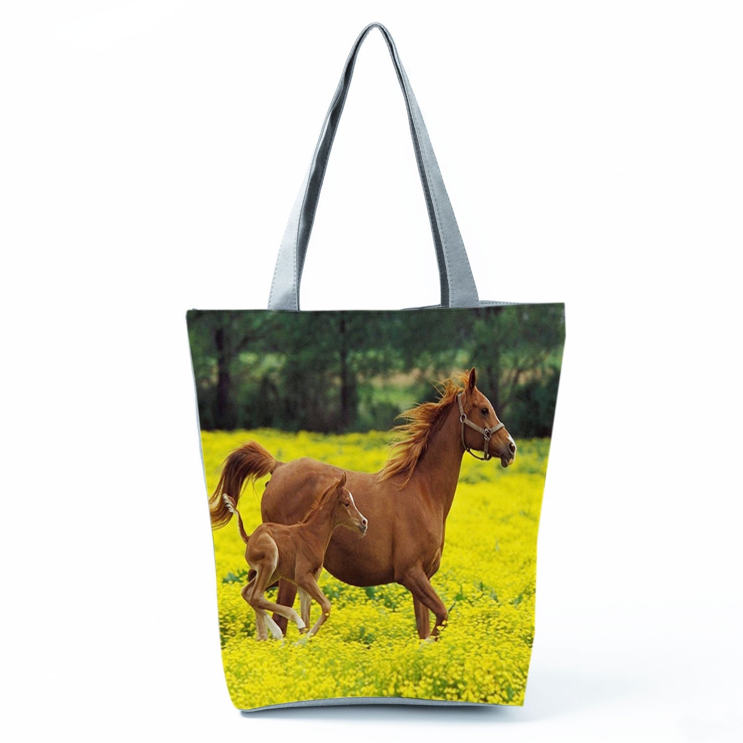 Watercolor Horse Print Shopping Tote bag - myfunfarm