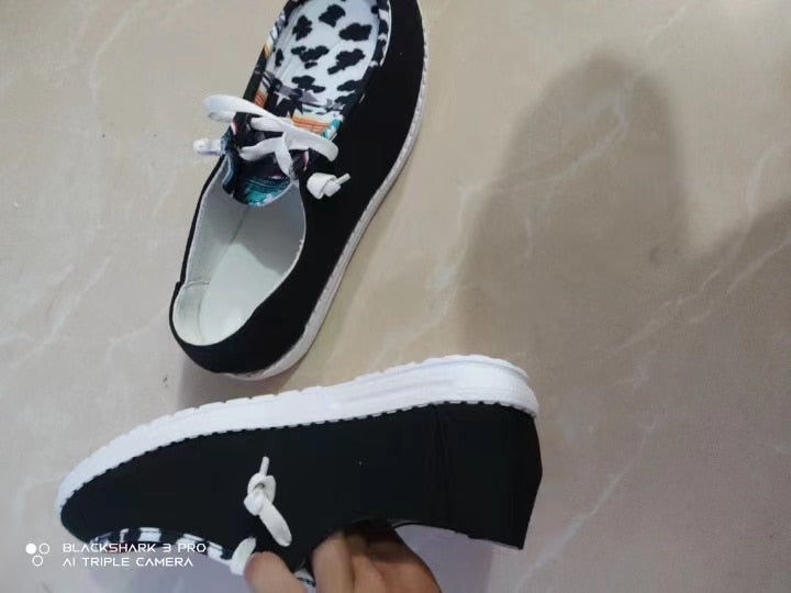 Cow Pattern Canvas Shoes Streetwear - myfunfarm