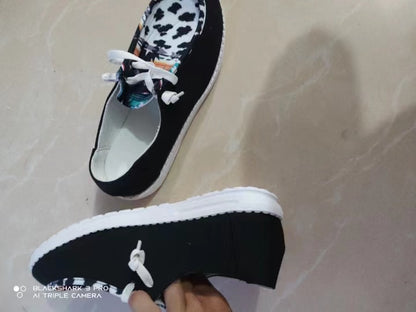 Cow Pattern Canvas Shoes Streetwear - myfunfarm