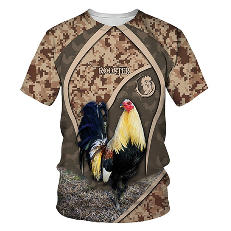 Rooster 3D Print T Shirt Men Street Fashion - myfunfarm