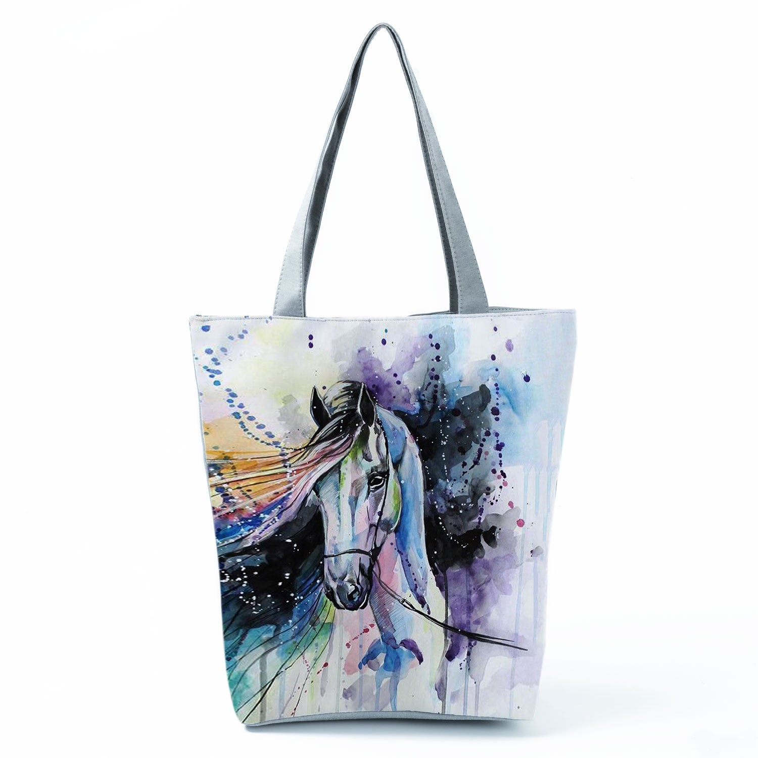 Watercolor Horse Print Shopping Tote bag - myfunfarm
