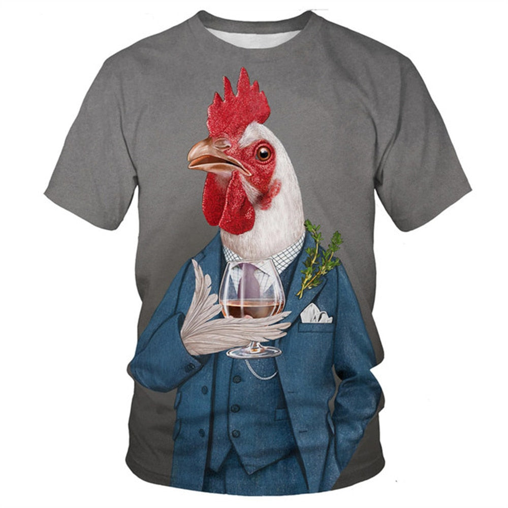Rooster 3d Print Funny Unisex T-shirt - myfunfarm