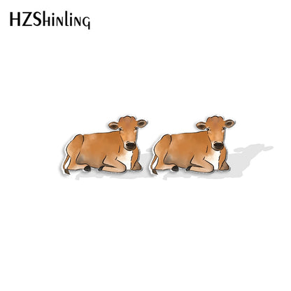 Cow Cute Acrylic Resin Earrings Epoxy Handmade Jewelry