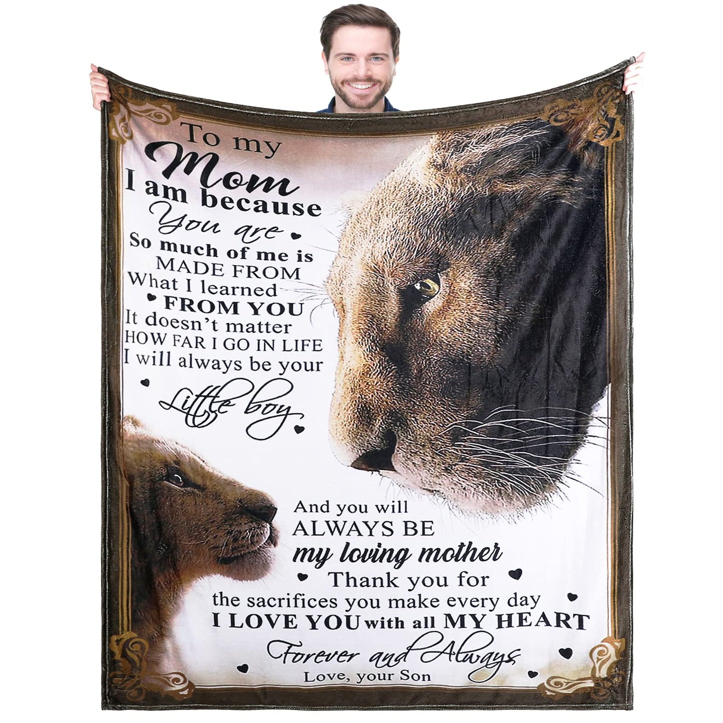 I Love You Mom Throw Blanket Gifts for Mom Birthday Gifts for Women -Mom Gifts From Daughter or Son for Birthday Mothers Day - myfunfarm