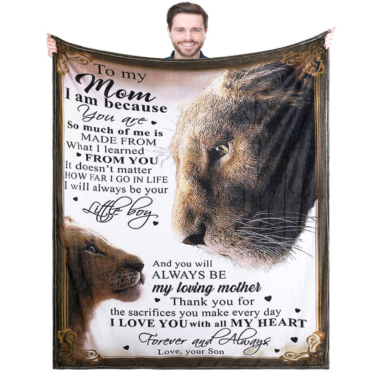 I Love You Mom Throw Blanket Gifts for Mom Birthday Gifts for Women -Mom Gifts From Daughter or Son for Birthday Mothers Day - myfunfarm