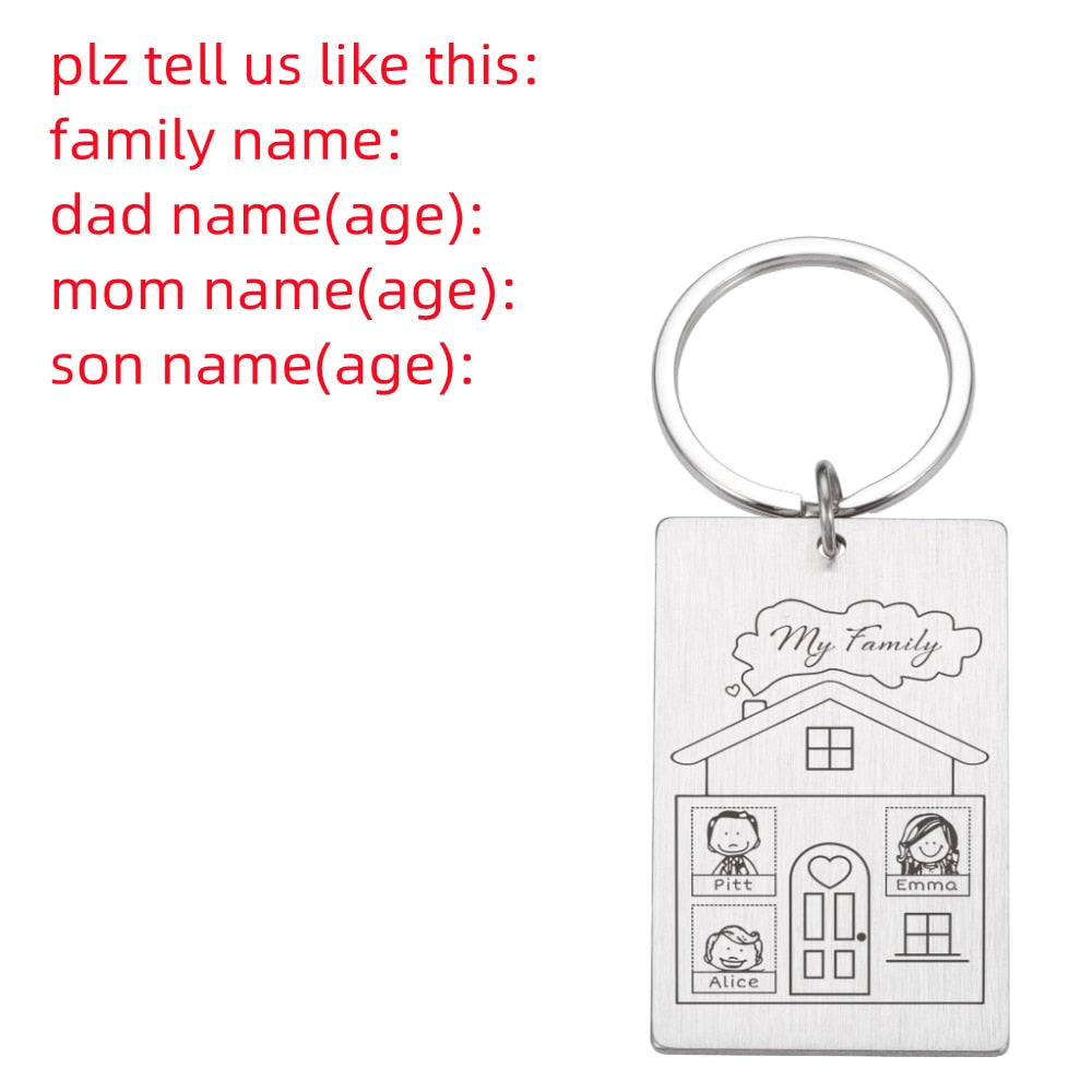 Personalized Keychain Custom Name Engraved Family Love Cute - myfunfarm