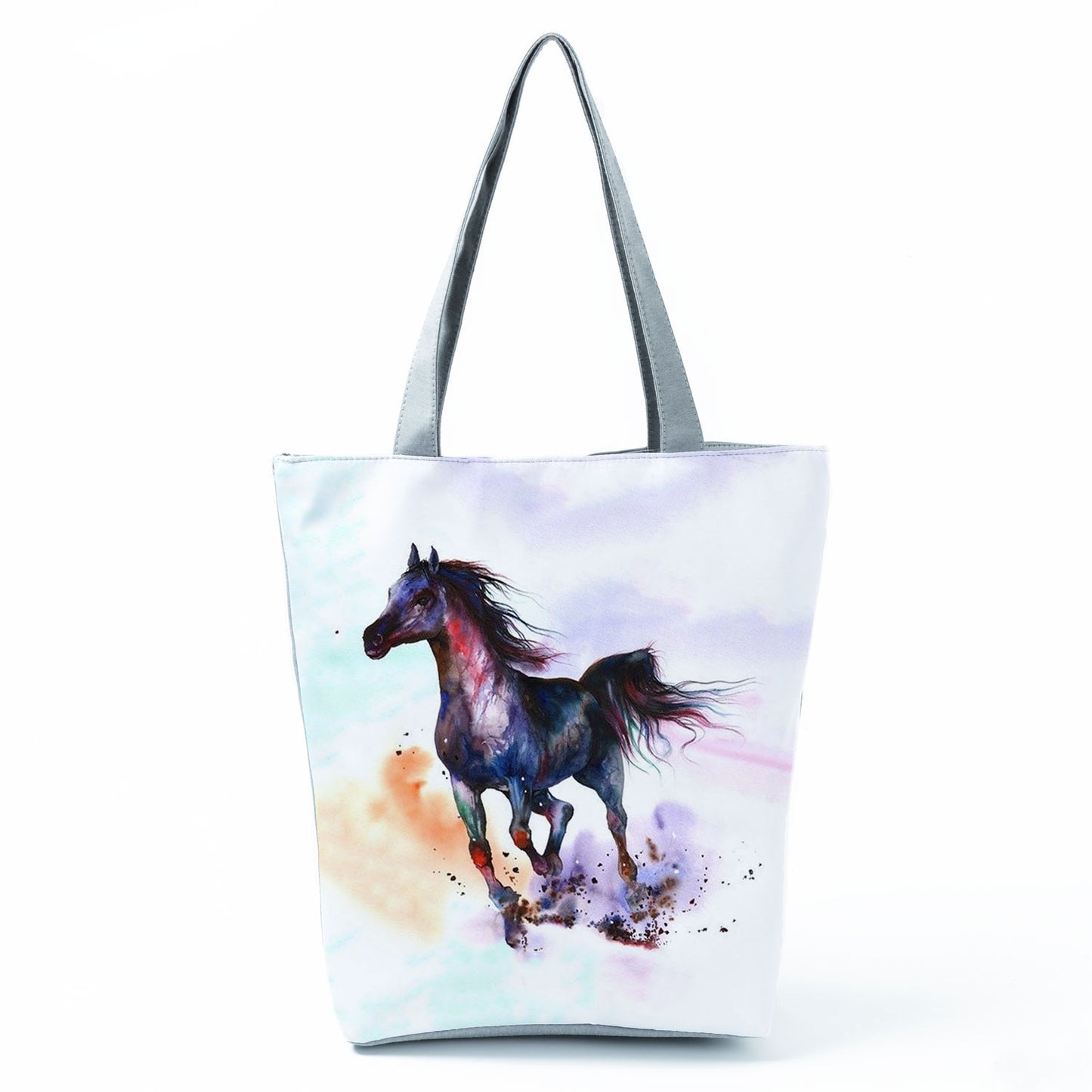 Watercolor Horse Print Shopping Tote bag - myfunfarm