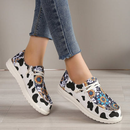 Sunflower Cow Pattern Canvas Shoes Comfortable