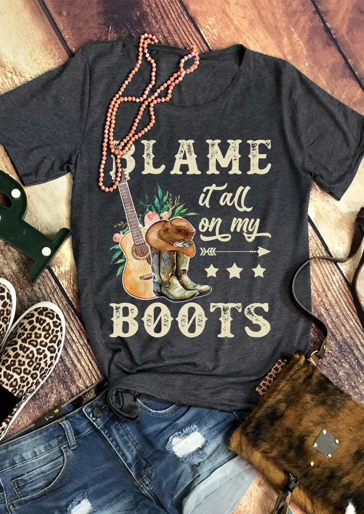 Blame It All On My Roots T-Shirts Western Country Music Lover - myfunfarm